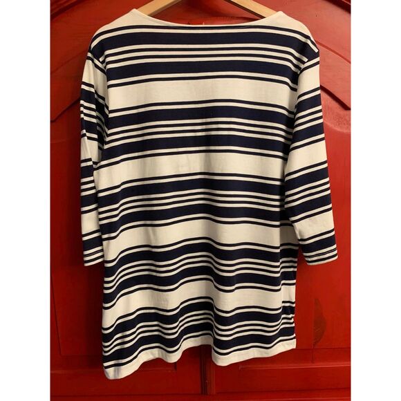 NWT Tommy Hilfiger Size XL Navy White Stripe 3/4 Length Sleeve Dressy Casual NEW - Picture 3 of 3